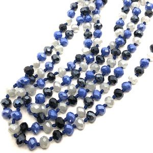 60" Endless Faceted Crystal Bead Necklace Blue